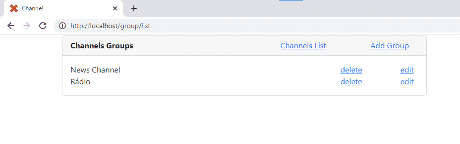 Image shows List of created groups. The image shows the "News Channel" and "Radio" groups in the list.